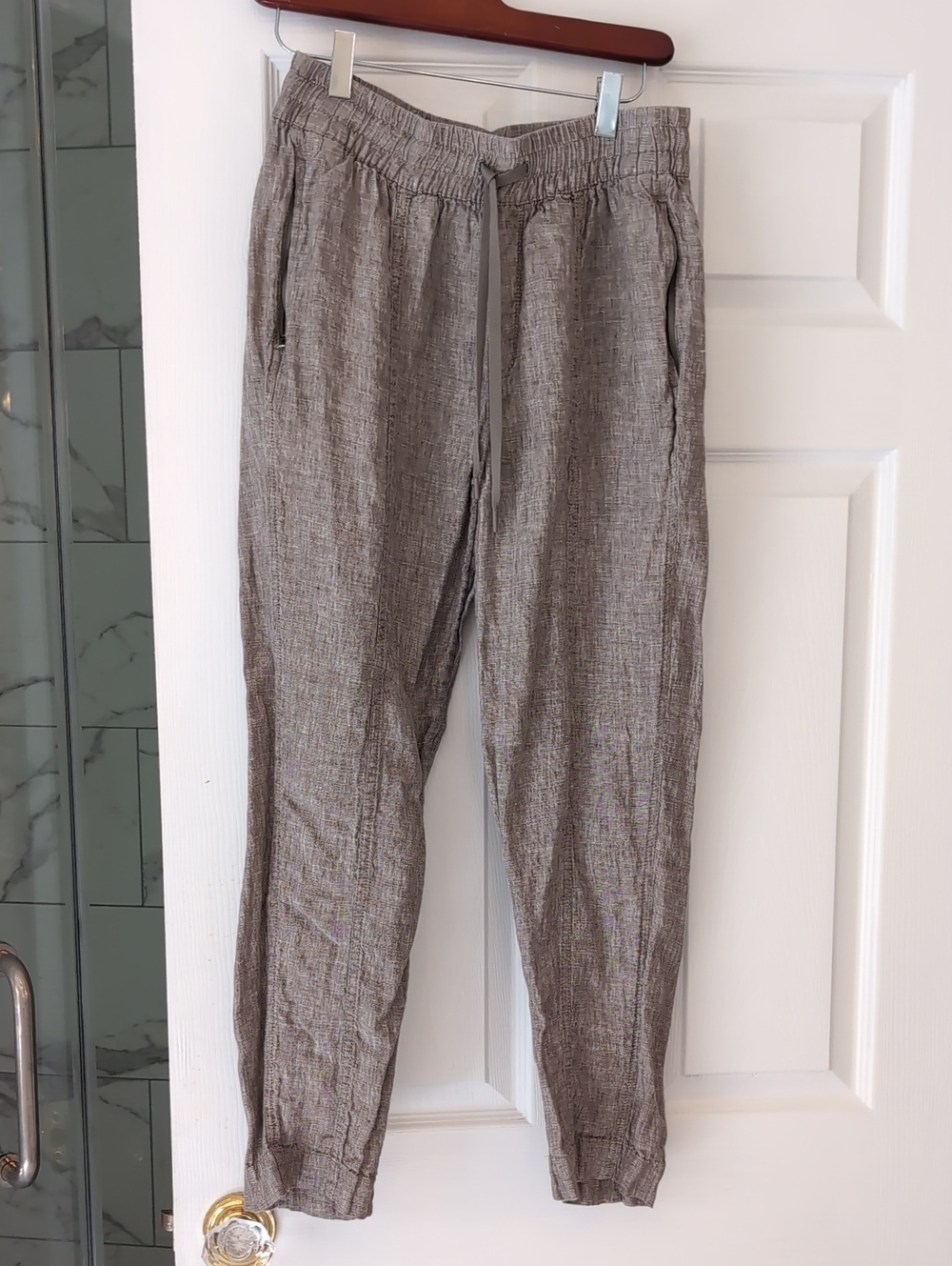 Athleta Women's Taupe Linen Drawstring Joggers